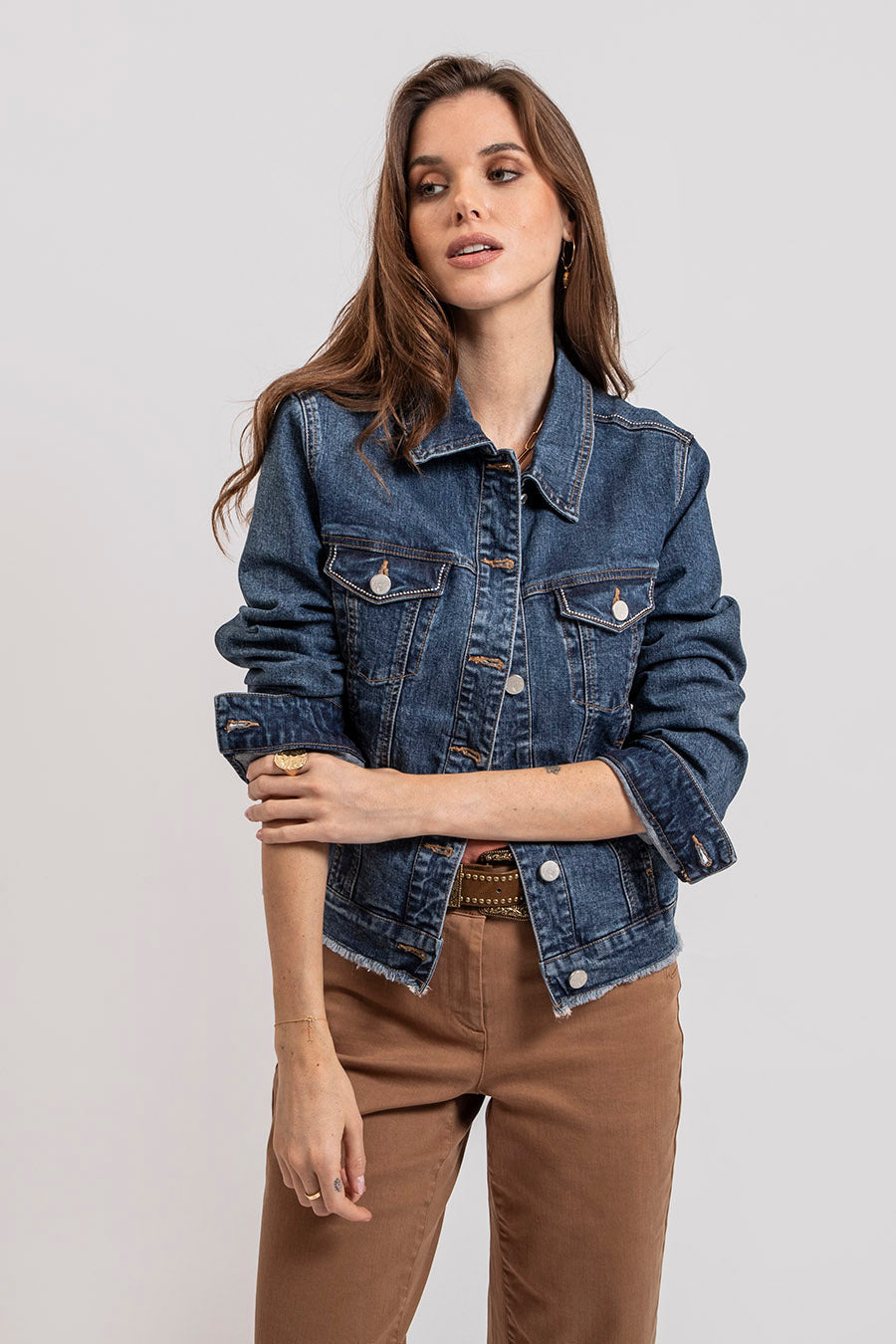 Veste en jean denim bleu
