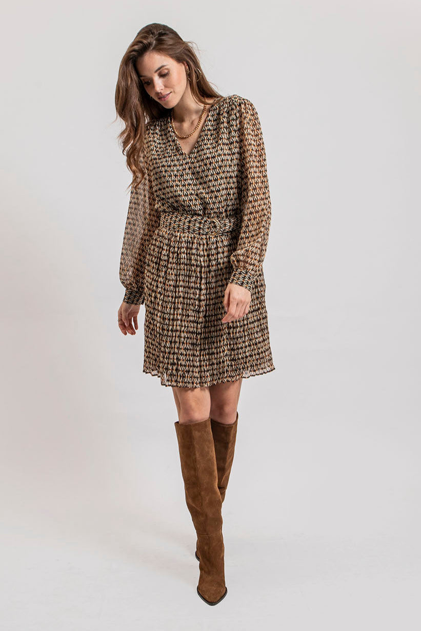 Robe courte imprimé graphique orange